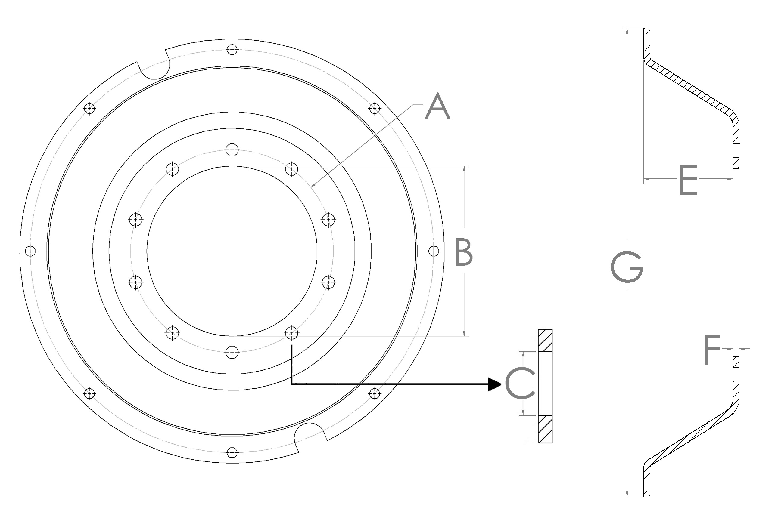 10 HOLE AG Rims (13.187” BOLT CIRCLE) Rim and Clamp Centers Wold