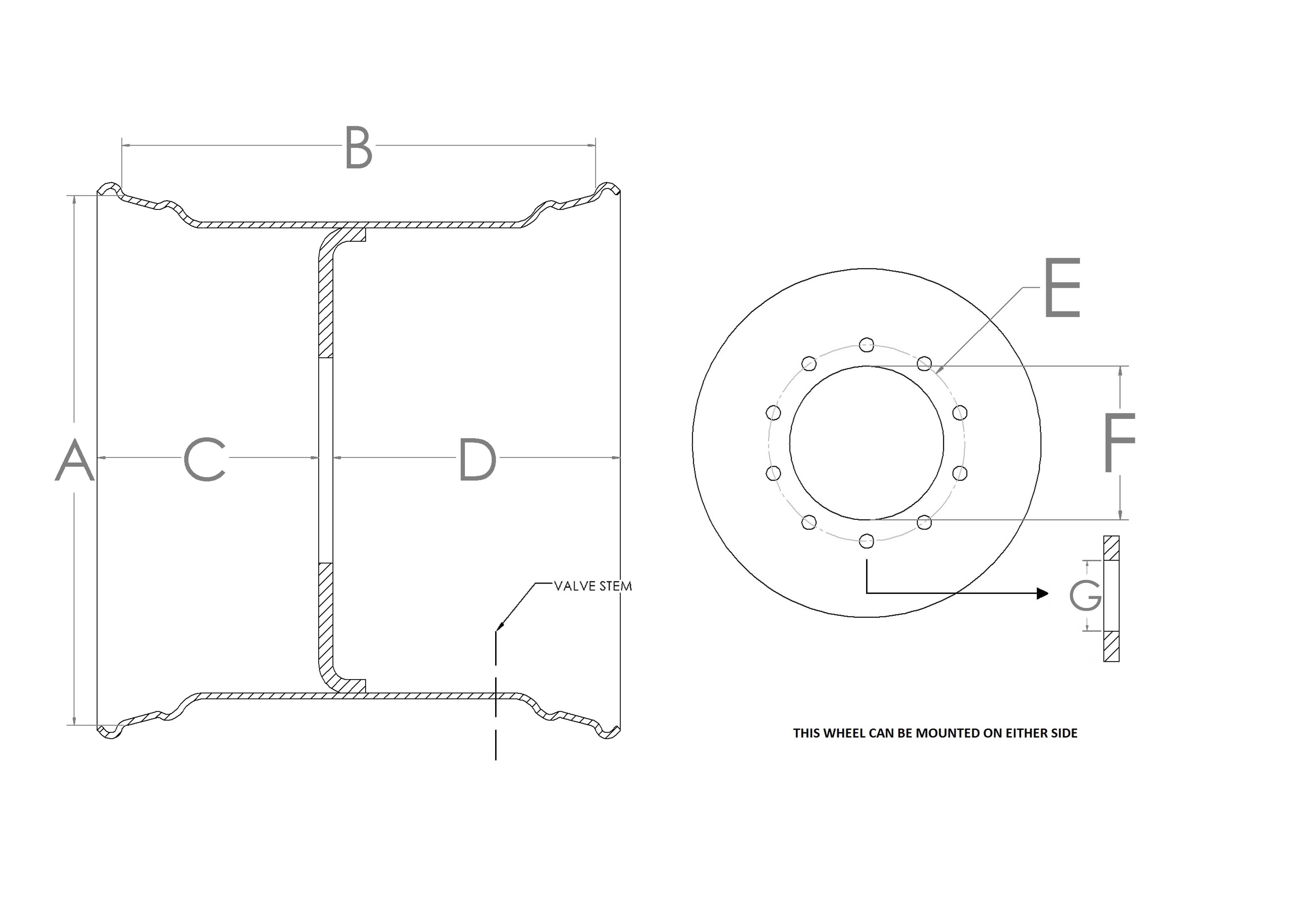 10 Hole Hub Pilot Rims with 11.25 Bolt Circle Wold, United States, Canada