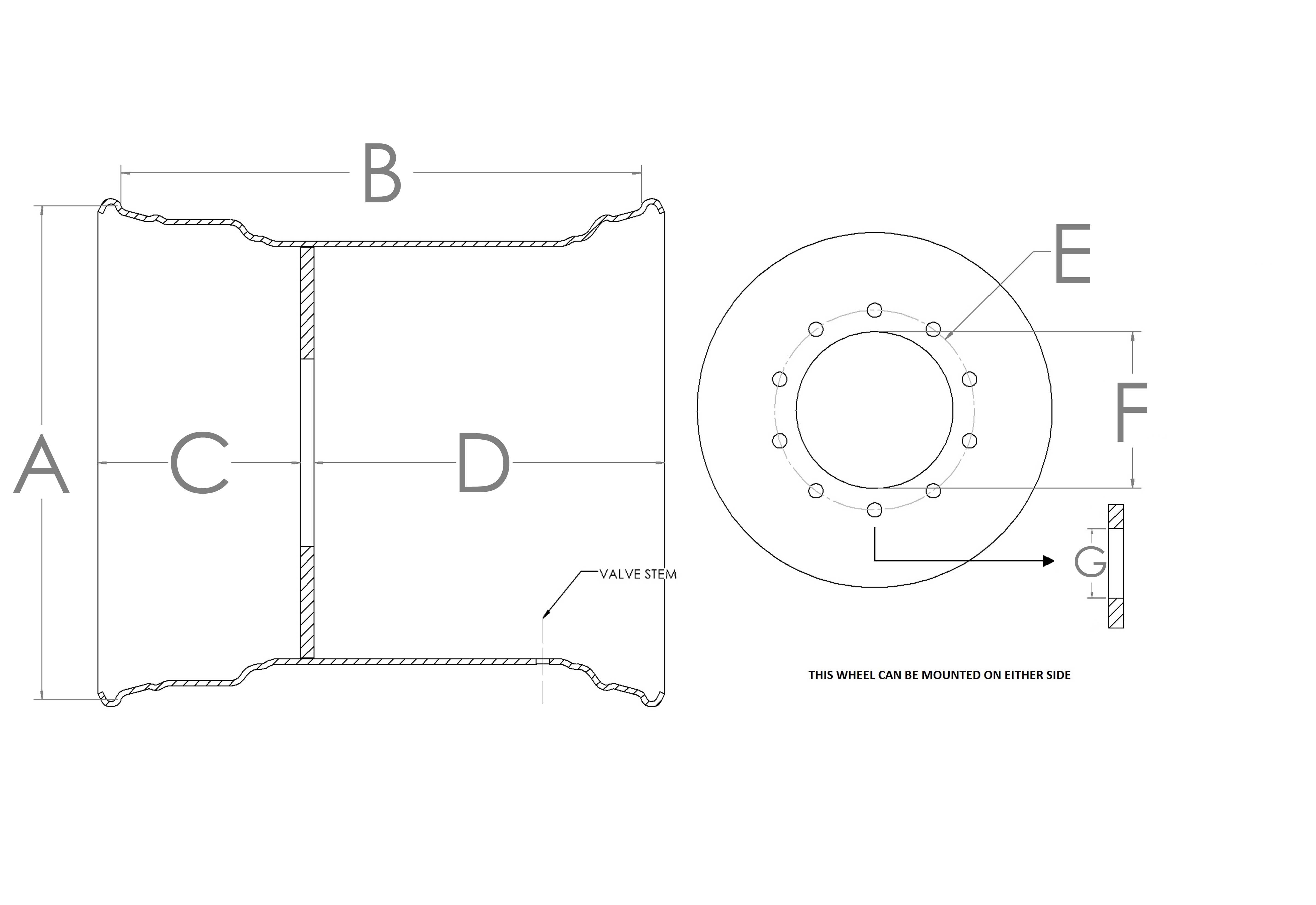 10 Hole Hub Pilot Rims with 11.25 Bolt Circle Wold, United States, Canada