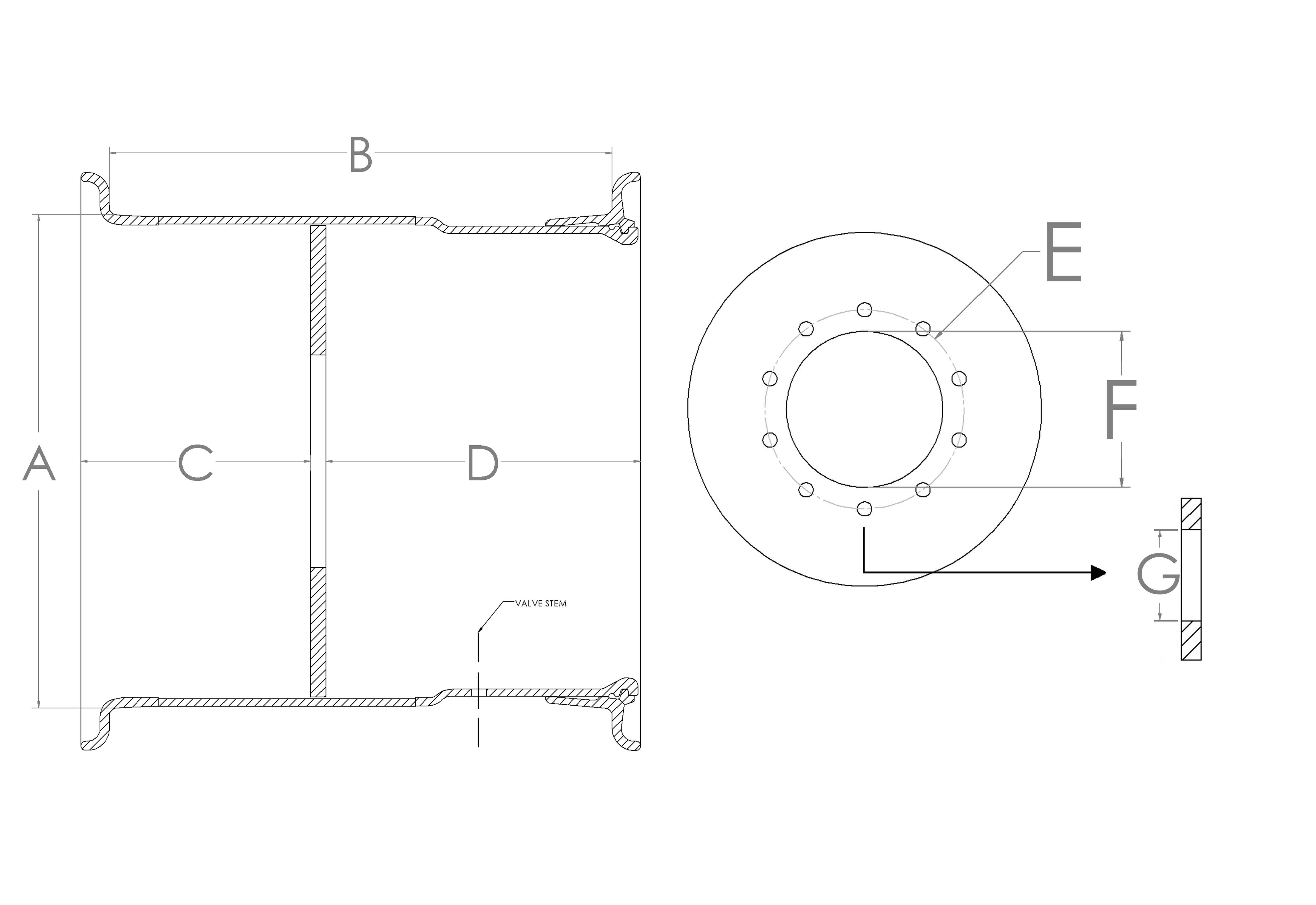 10 Hole Hub Pilot Rims with 11.25 Bolt Circle Wold, United States, Canada